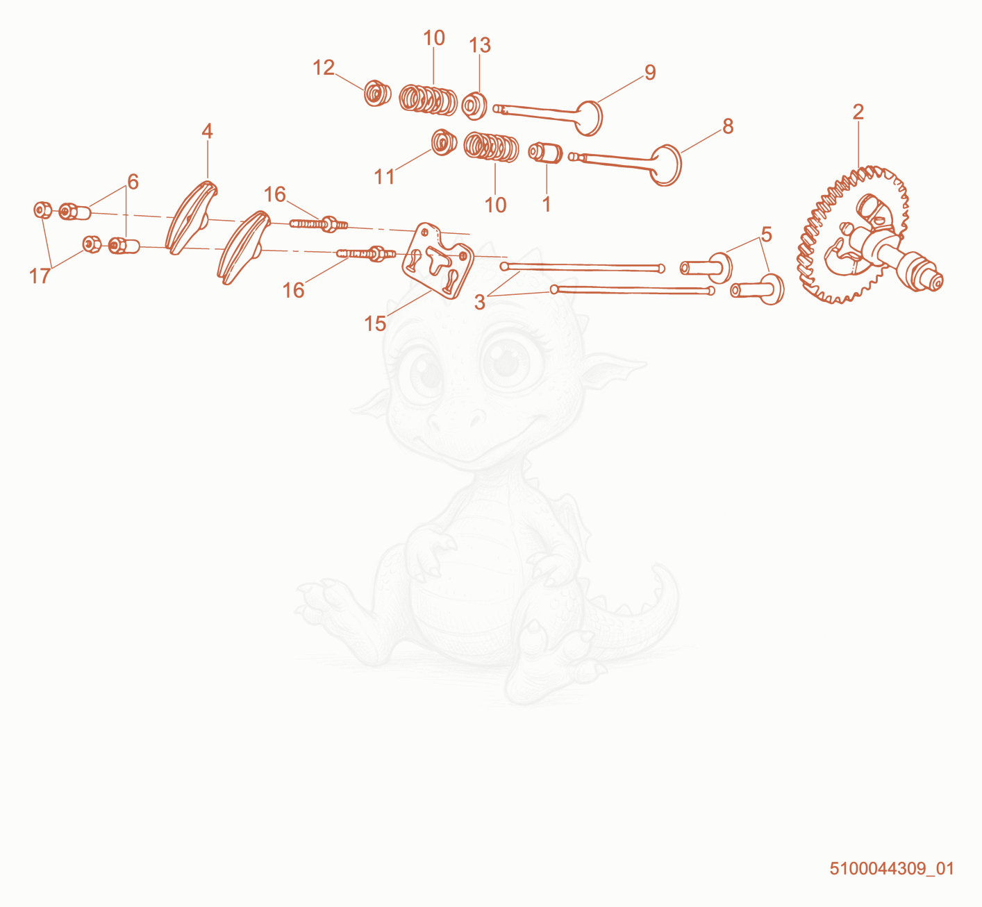 Exploded parts diagram of the Camshaft of a Wacker Neuson GP6600A, with numbered balloons