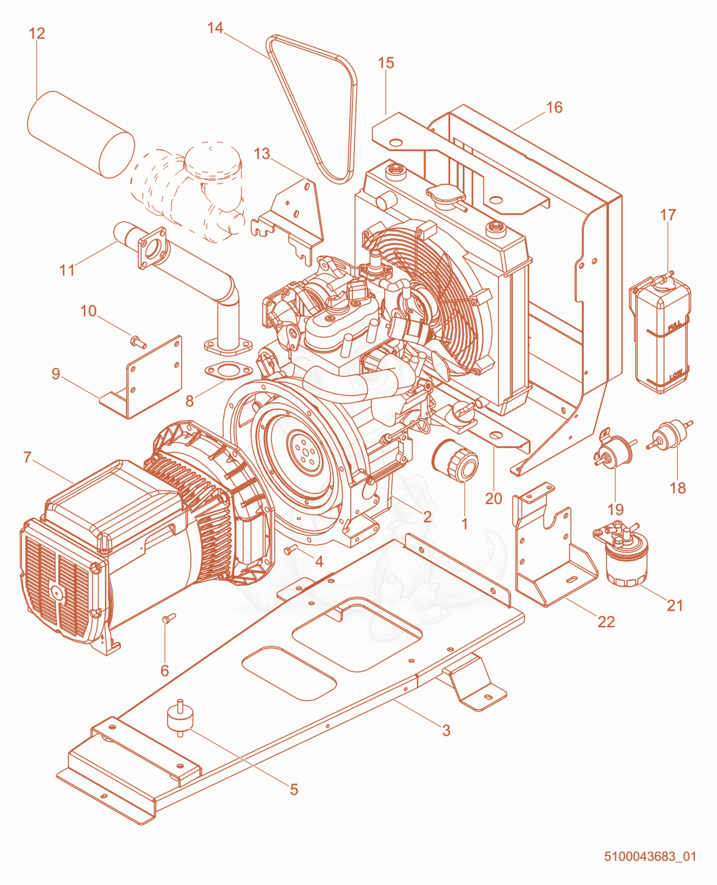 Exploded parts diagram of the Engine support of a Wacker Neuson LTS7K, with numbered balloons