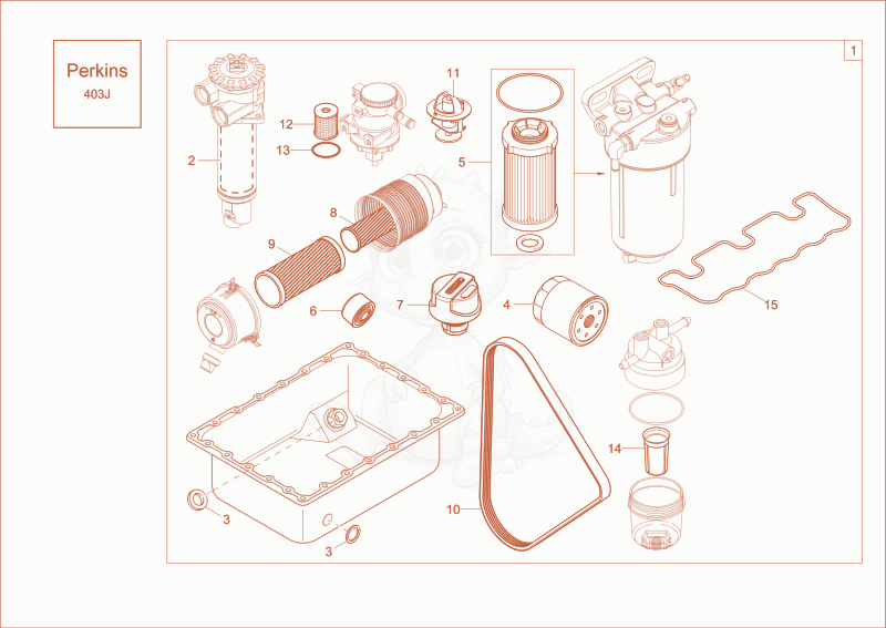 Exploded parts diagram of the maintenance package (3000h) of a Wacker Neuson DW40, with numbered balloons