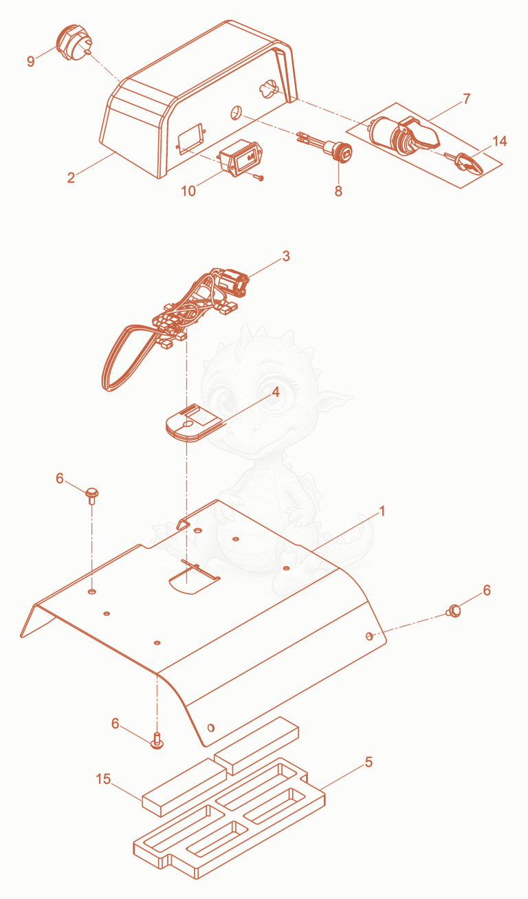 Despiece del Battery cover cpl. de una máquina Wacker Neuson DPU45YEHUS, con globos numerados