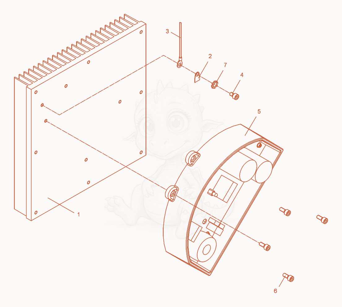 Exploded parts diagram of the Frequency Converter cpl. of a Wacker Neuson FUE4/250/200W, with numbered balloons