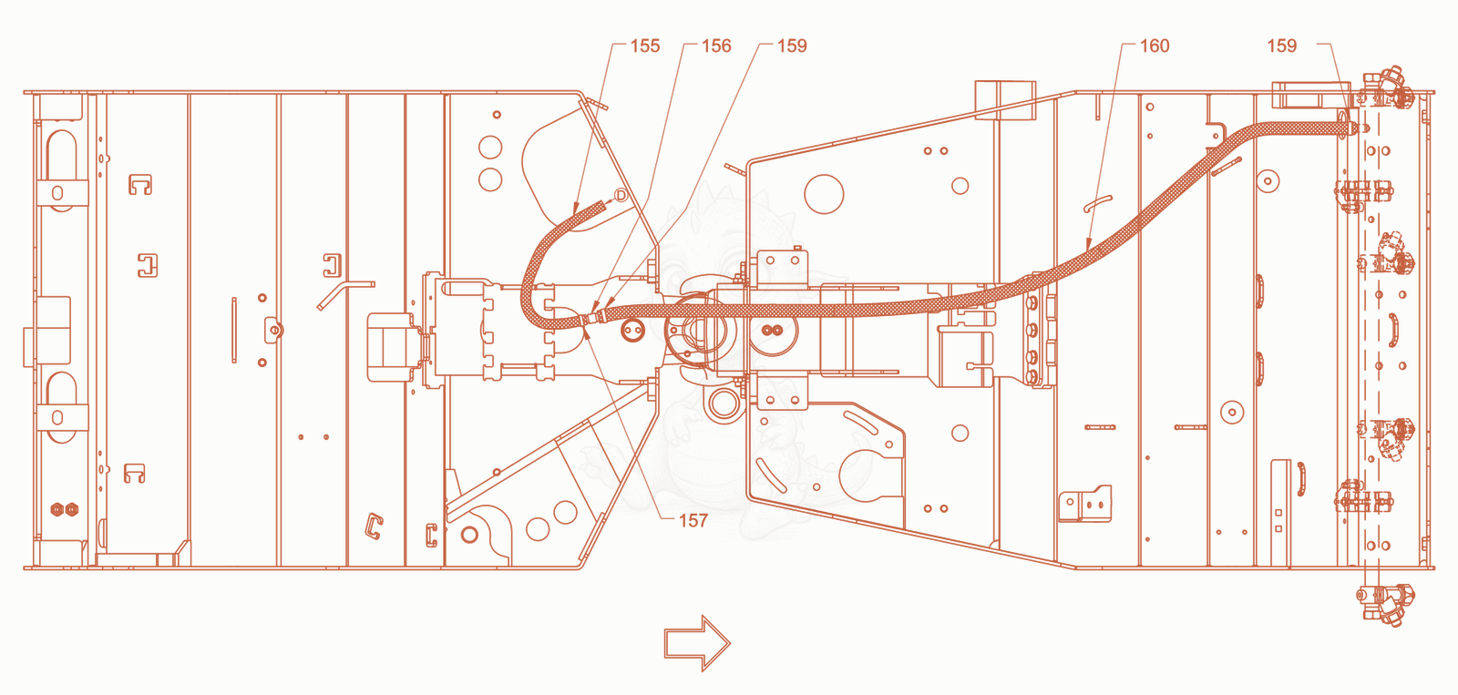 Exploded parts diagram of the sprinkling of a Wacker Neuson RD18-100C.3, with numbered balloons