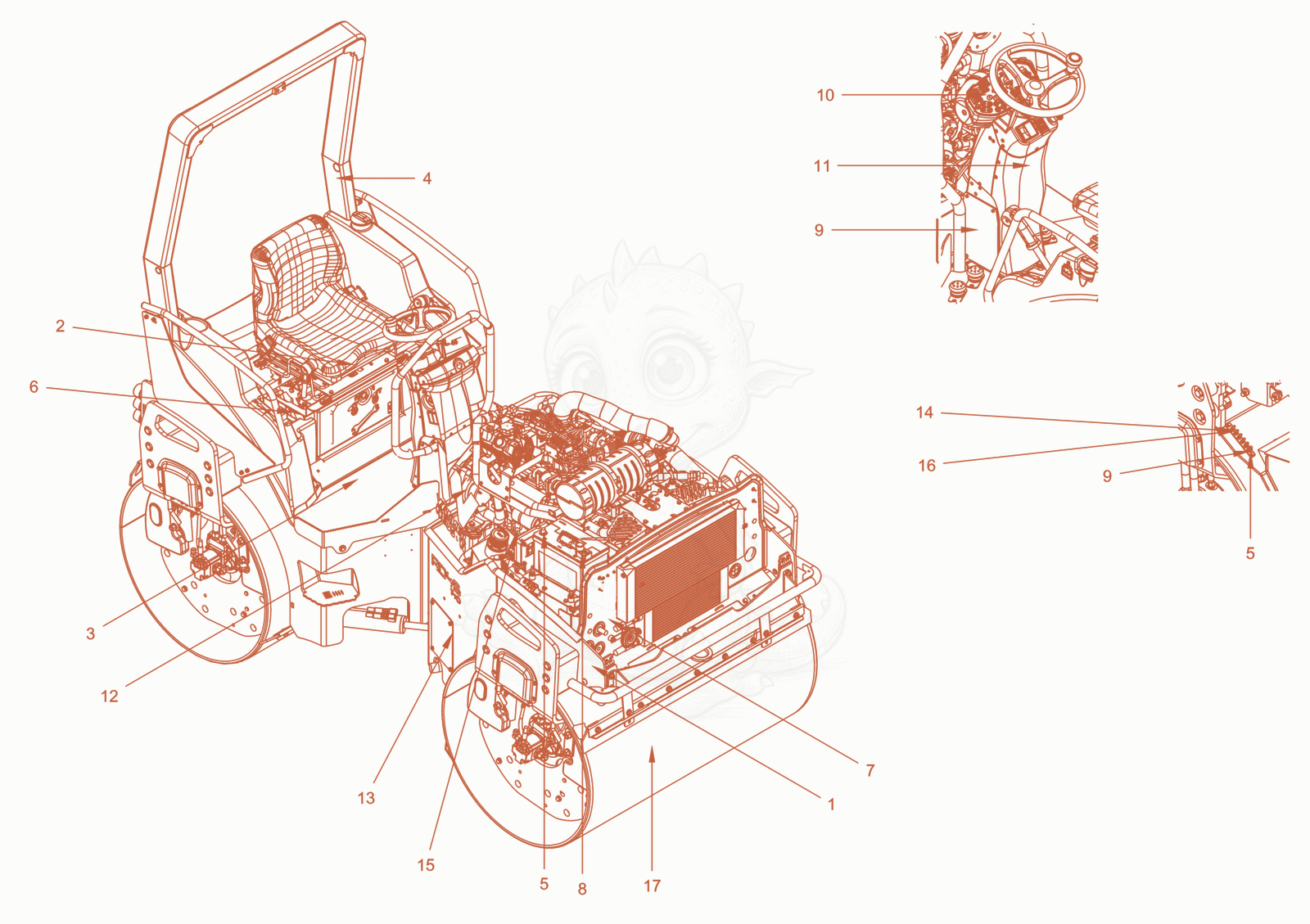 Exploded parts diagram of the cable harnesses of a Wacker Neuson RD40-130CDPF, with numbered balloons