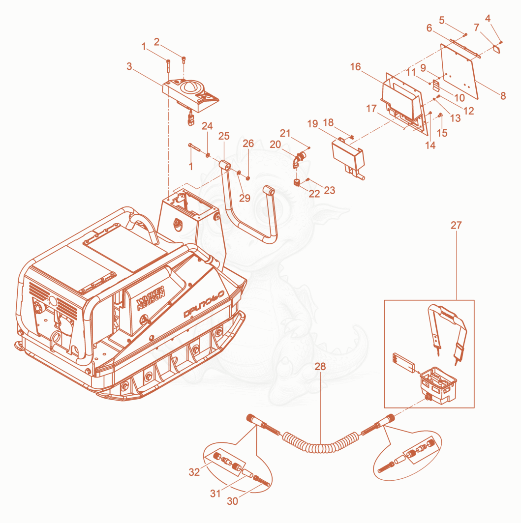 Exploded parts diagram of the Vibration Plate of a Wacker Neuson DPU7060FET, with numbered balloons