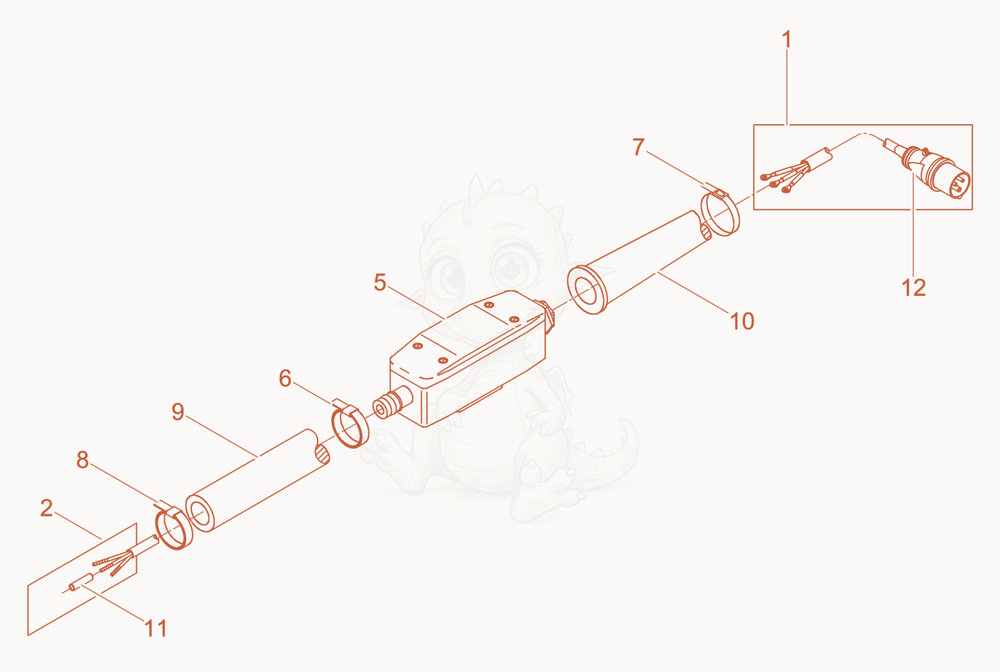 Exploded parts diagram of the Hose Connection cpl. of a Wacker Neuson IREN456MGV, with numbered balloons