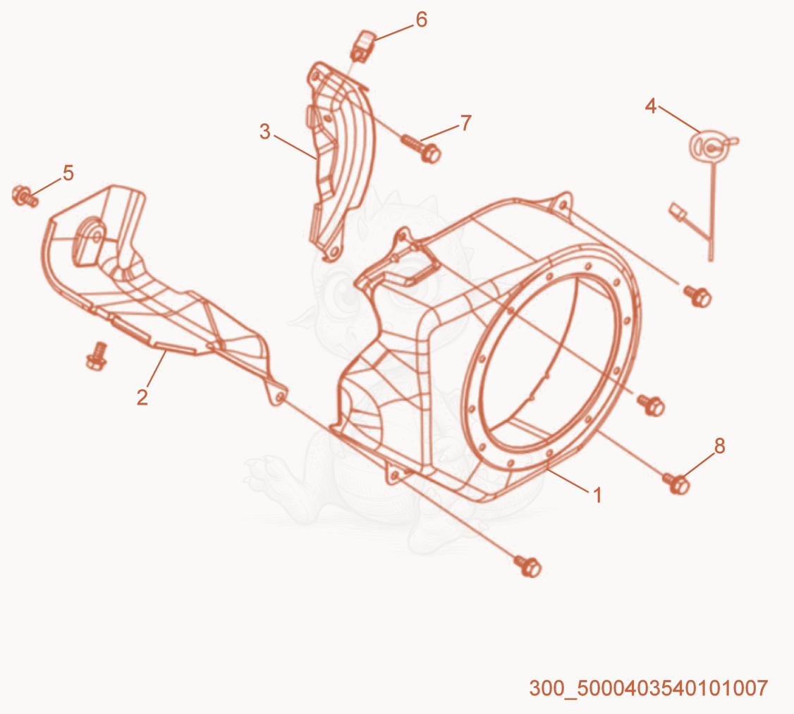 Exploded parts diagram of the Blower Housing of a Wacker Neuson MP15, with numbered balloons