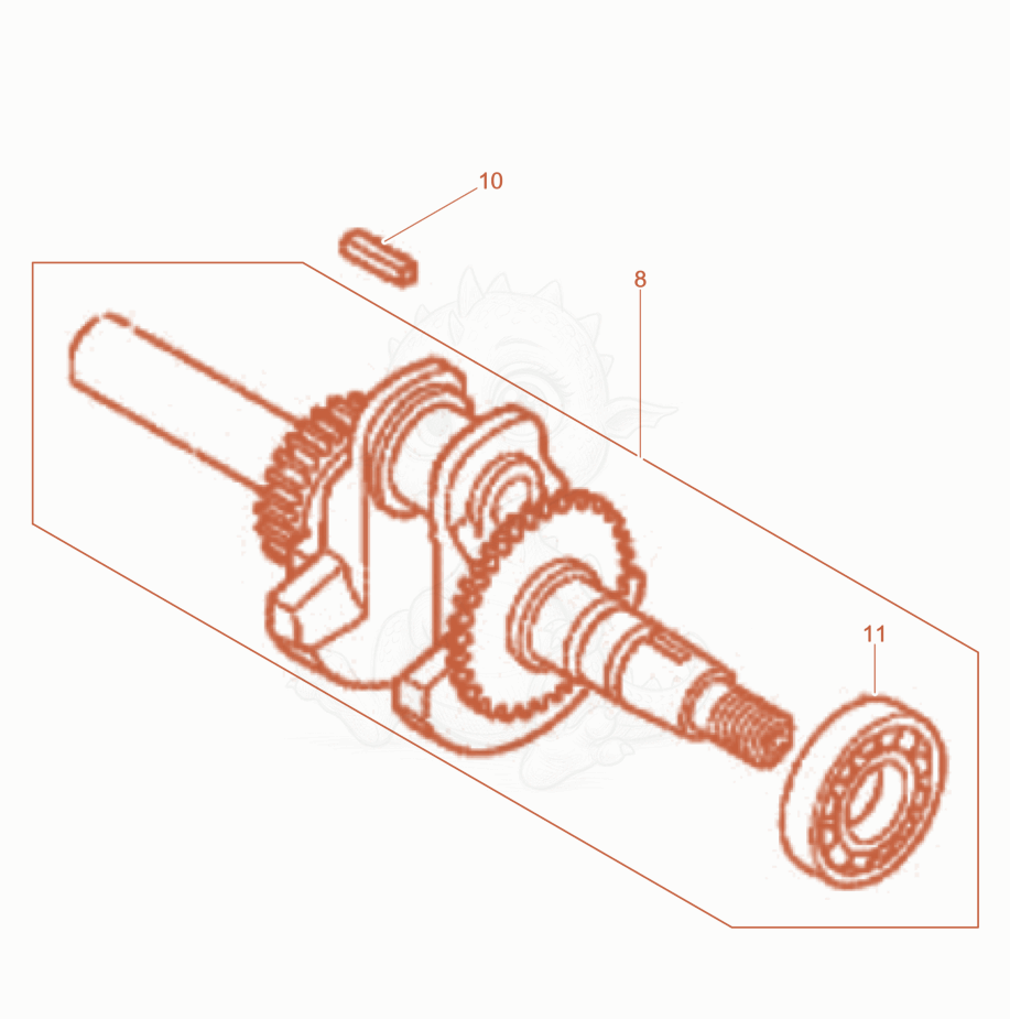 Exploded parts diagram of the Crankshaft of a Wacker Neuson BRS90, with numbered balloons