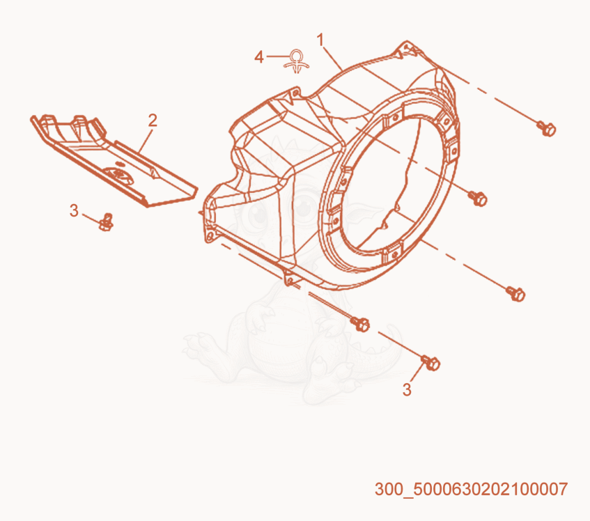 Exploded parts diagram of the Blower Housing of a Wacker Neuson MG5SD, with numbered balloons