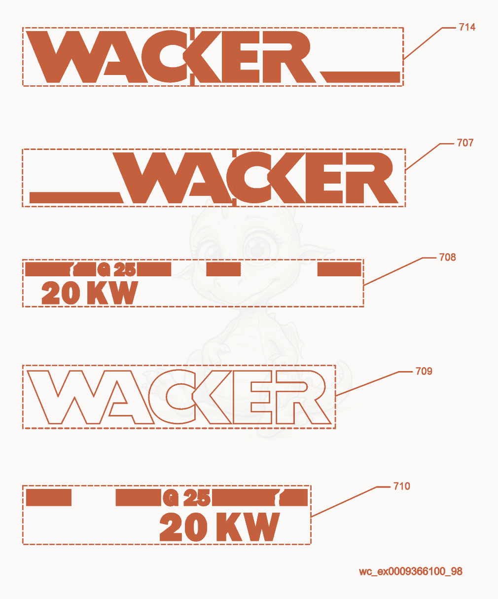 Exploded parts diagram of the Labels of a Wacker Neuson G25, with numbered balloons