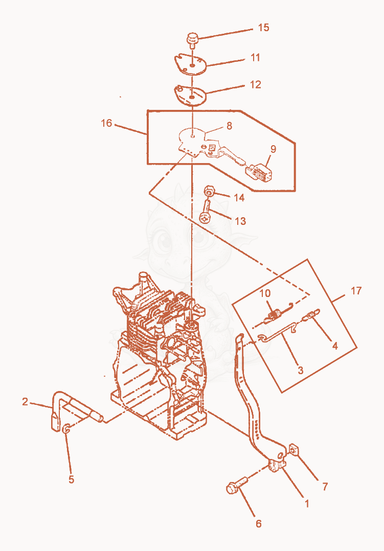 Exploded parts diagram of the Governor of a Wacker Neuson GH3500E, with numbered balloons