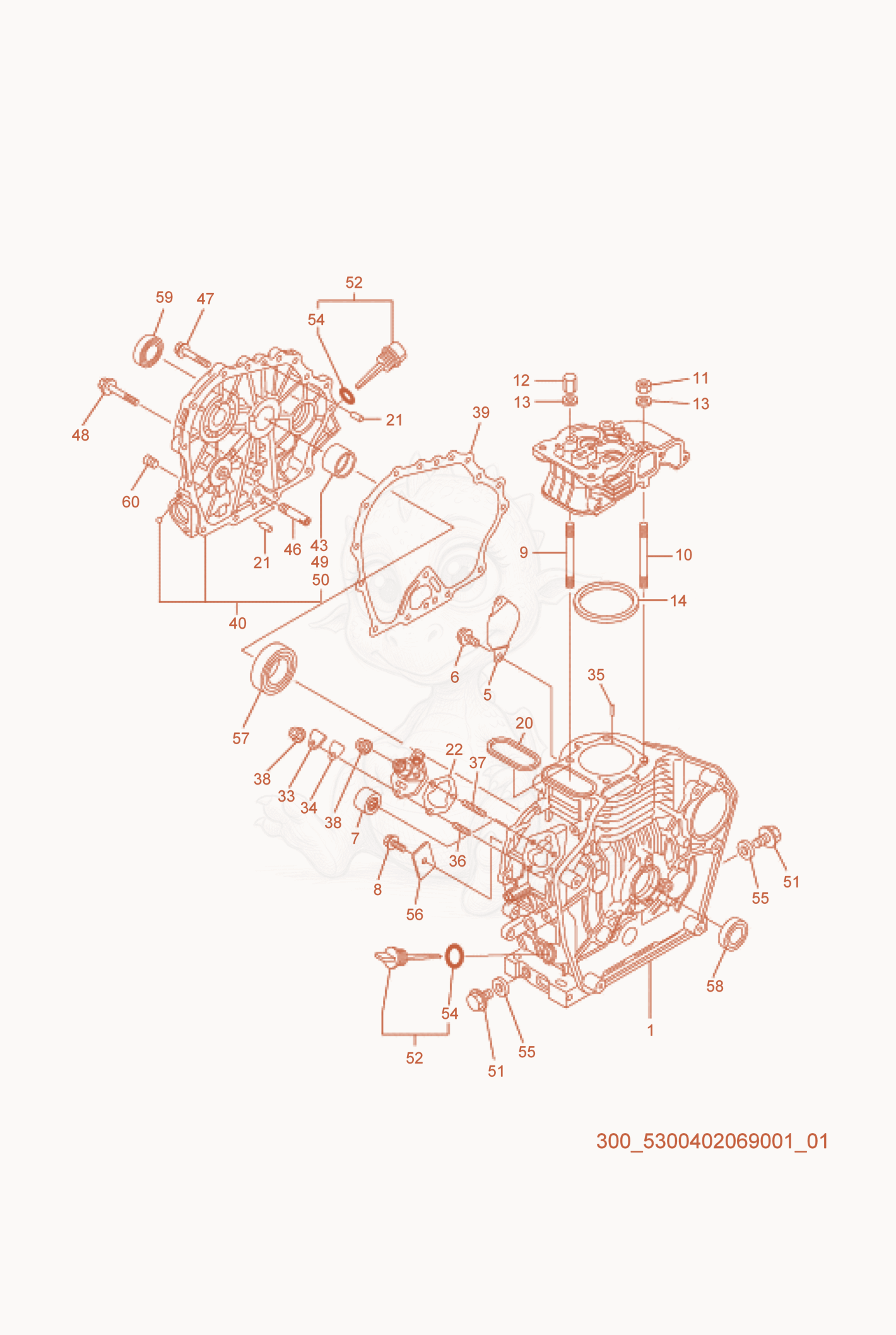Exploded parts diagram of the Cylinder Block of a Wacker Neuson D3.5Y3, with numbered balloons