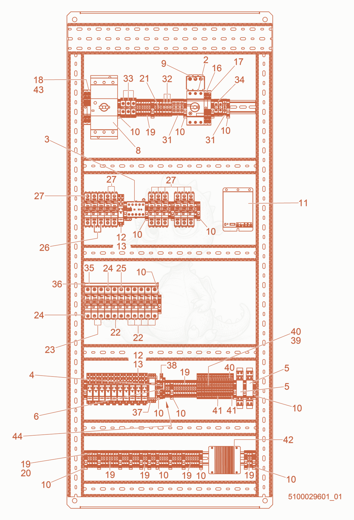 Exploded parts diagram of the Control Panel of a Wacker Neuson G1100, with numbered balloons