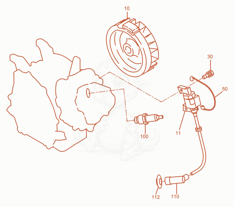Exploded parts diagram of the Flywheel of a Wacker Neuson BPU2540, with numbered balloons