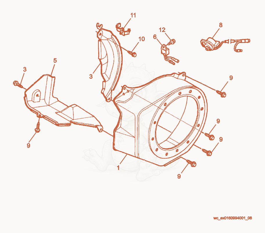 Exploded parts diagram of the Blower Housing of a Wacker Neuson GP2500A, with numbered balloons