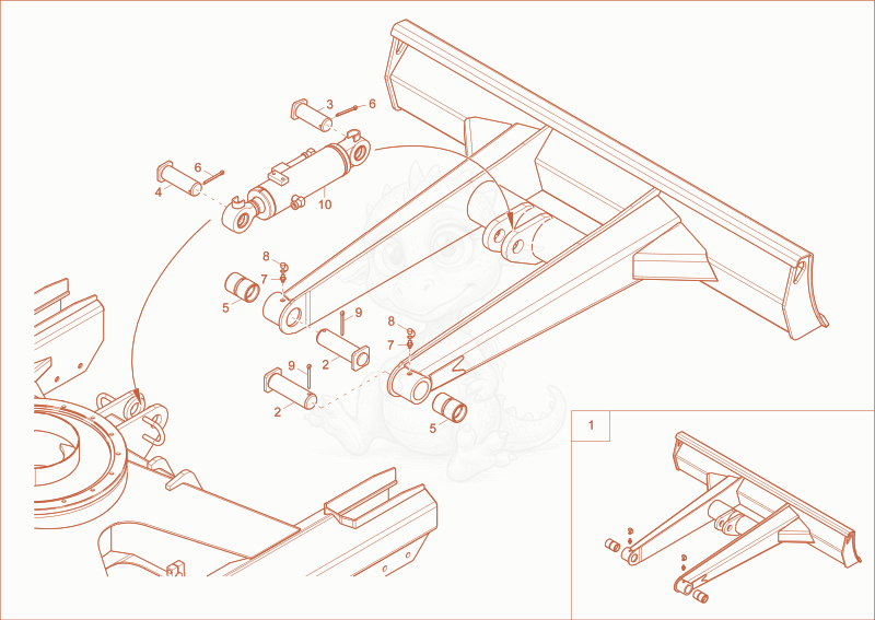 Despiece del DOZER BLADE de una máquina Wacker Neuson EZ26, con globos numerados