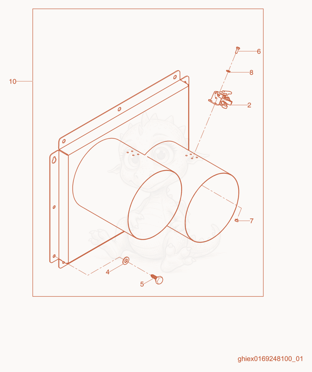 Exploded parts diagram of the Duct adapter kit of a Wacker Neuson ARCTICBEARXHDNS, with numbered balloons