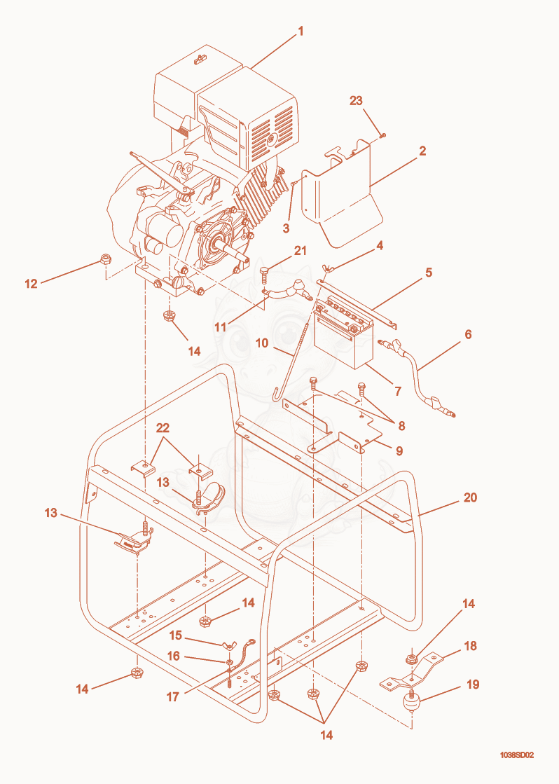 Exploded parts diagram of the Frame of a Wacker Neuson GS5.6A, with numbered balloons