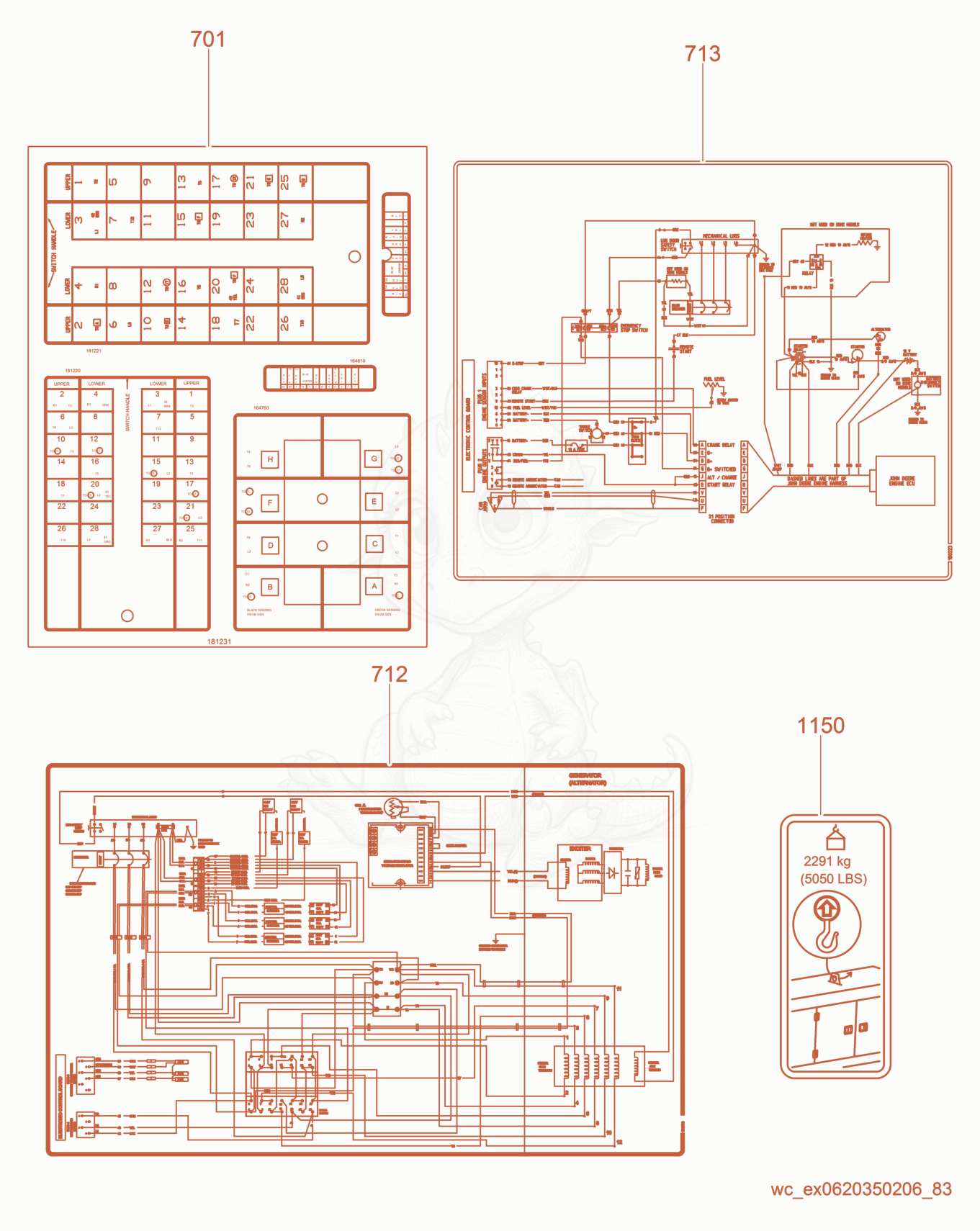 Exploded parts diagram of the Safety Labels of a Wacker Neuson G70, with numbered balloons