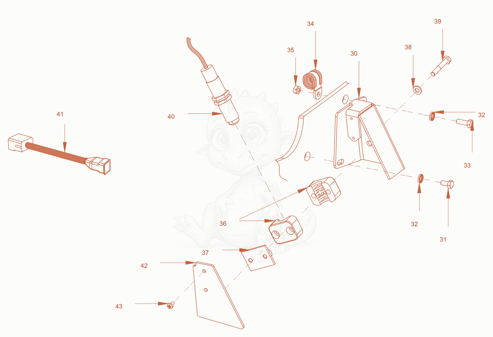 Exploded parts diagram of the asphalt thermometer of a Wacker Neuson RD45-140C, with numbered balloons