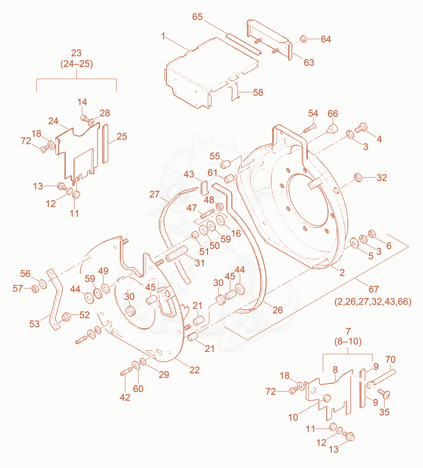 Exploded parts diagram of the Air Ducting of a Wacker Neuson PT3H, with numbered balloons