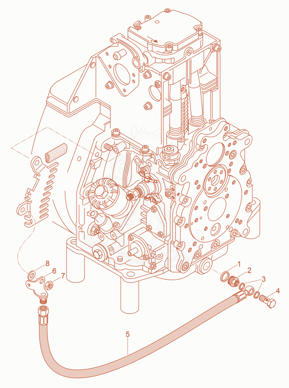 Exploded parts diagram of the Oil drain of a Wacker Neuson DPU6555HECHUS, with numbered balloons
