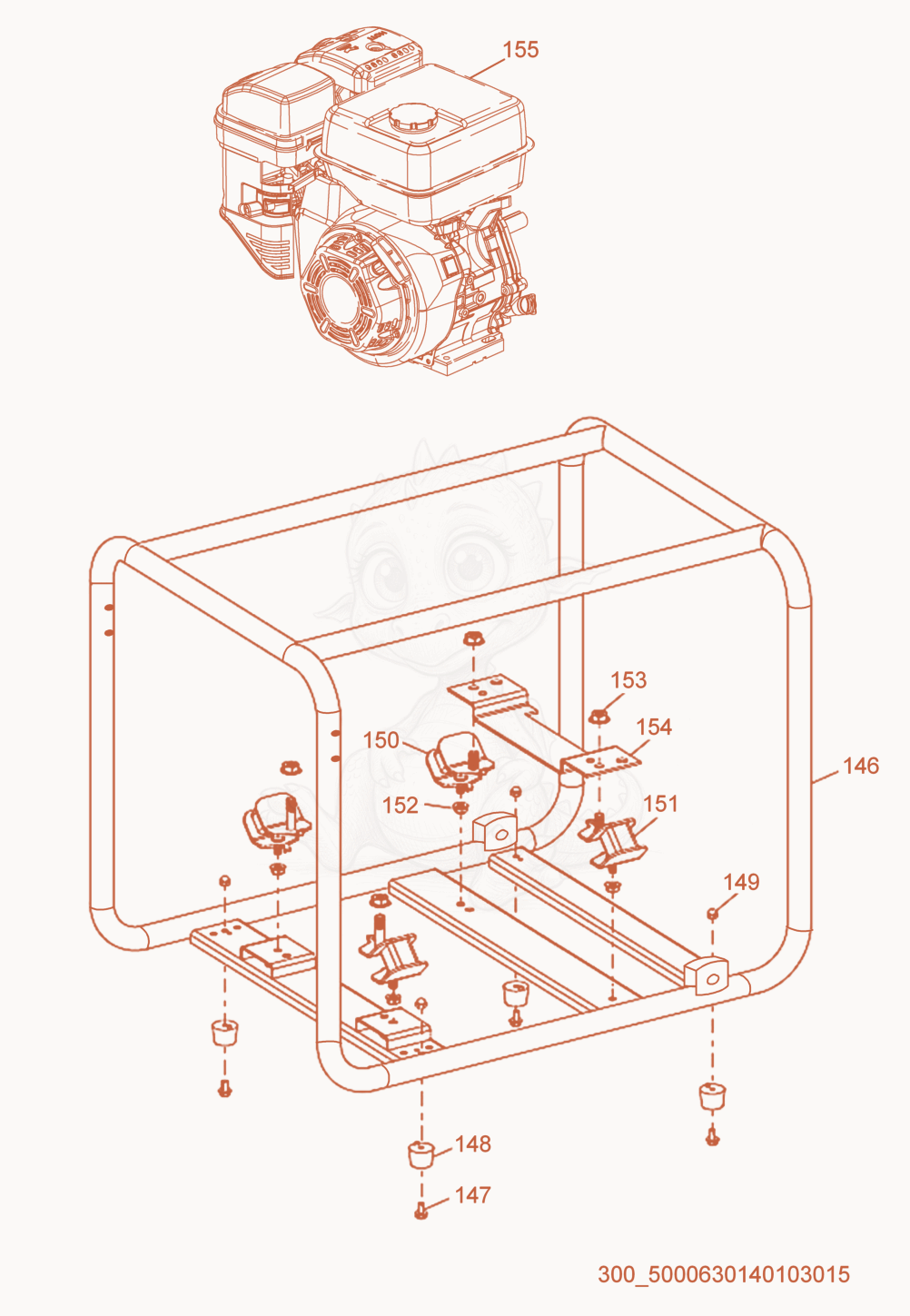 Exploded parts diagram of the Frame cpl. of a Wacker Neuson MDP3, with numbered balloons