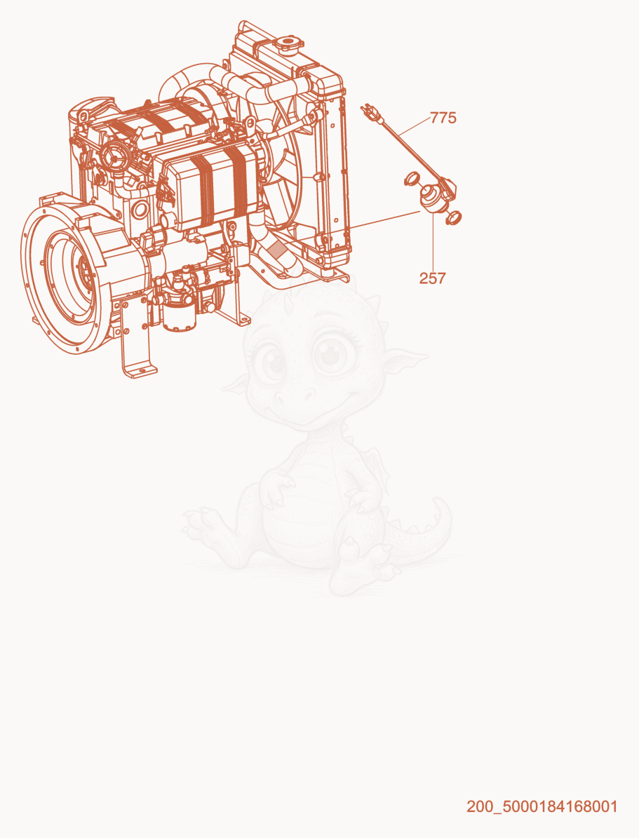 Despiece del Option-Engine Block Heater de una máquina Wacker Neuson LTC6L, con globos numerados