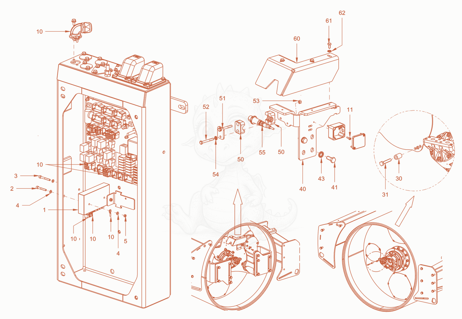 Exploded parts diagram of the compactometer of a Wacker Neuson RC70DPFROPS, with numbered balloons