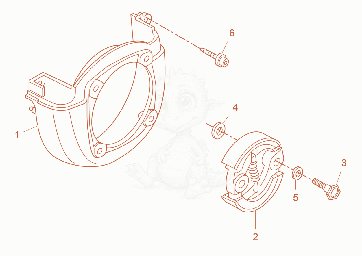 Exploded parts diagram of the Fan Cover/Clutch of a Wacker Neuson P35A, with numbered balloons