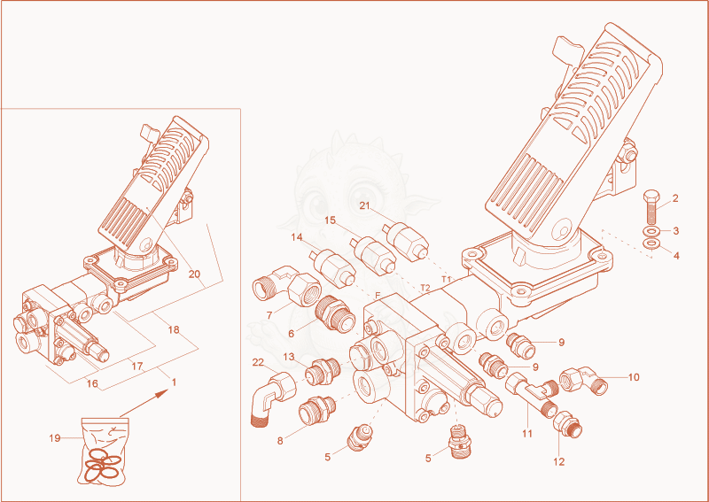 Exploded parts diagram of the BRAKE VALVE of a Wacker Neuson 9503, with numbered balloons