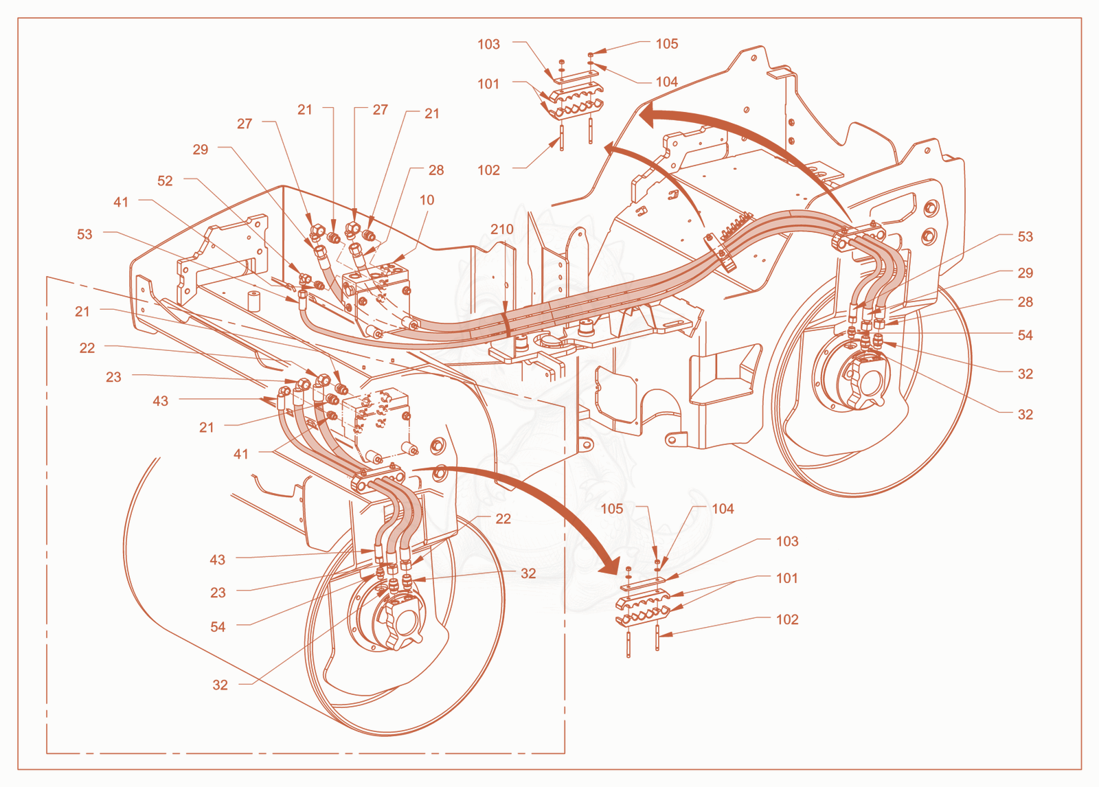 Exploded parts diagram of the advance drive of a Wacker Neuson RD24-100OUS, with numbered balloons
