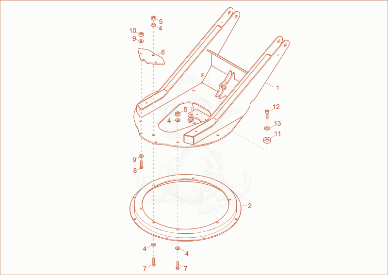 Despiece del swivel console de una máquina Wacker Neuson 2001, con globos numerados