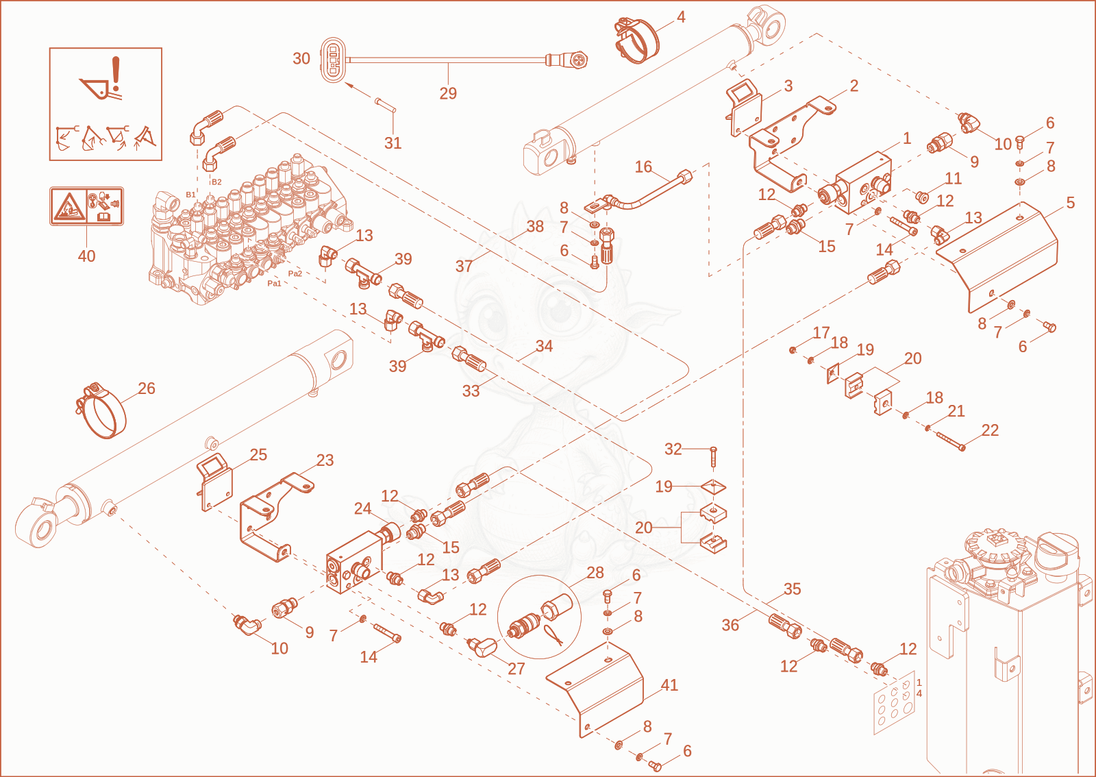 Exploded parts diagram of the OVERLAOD SYSTEM (OPTION) of a Wacker Neuson EZ17E, with numbered balloons