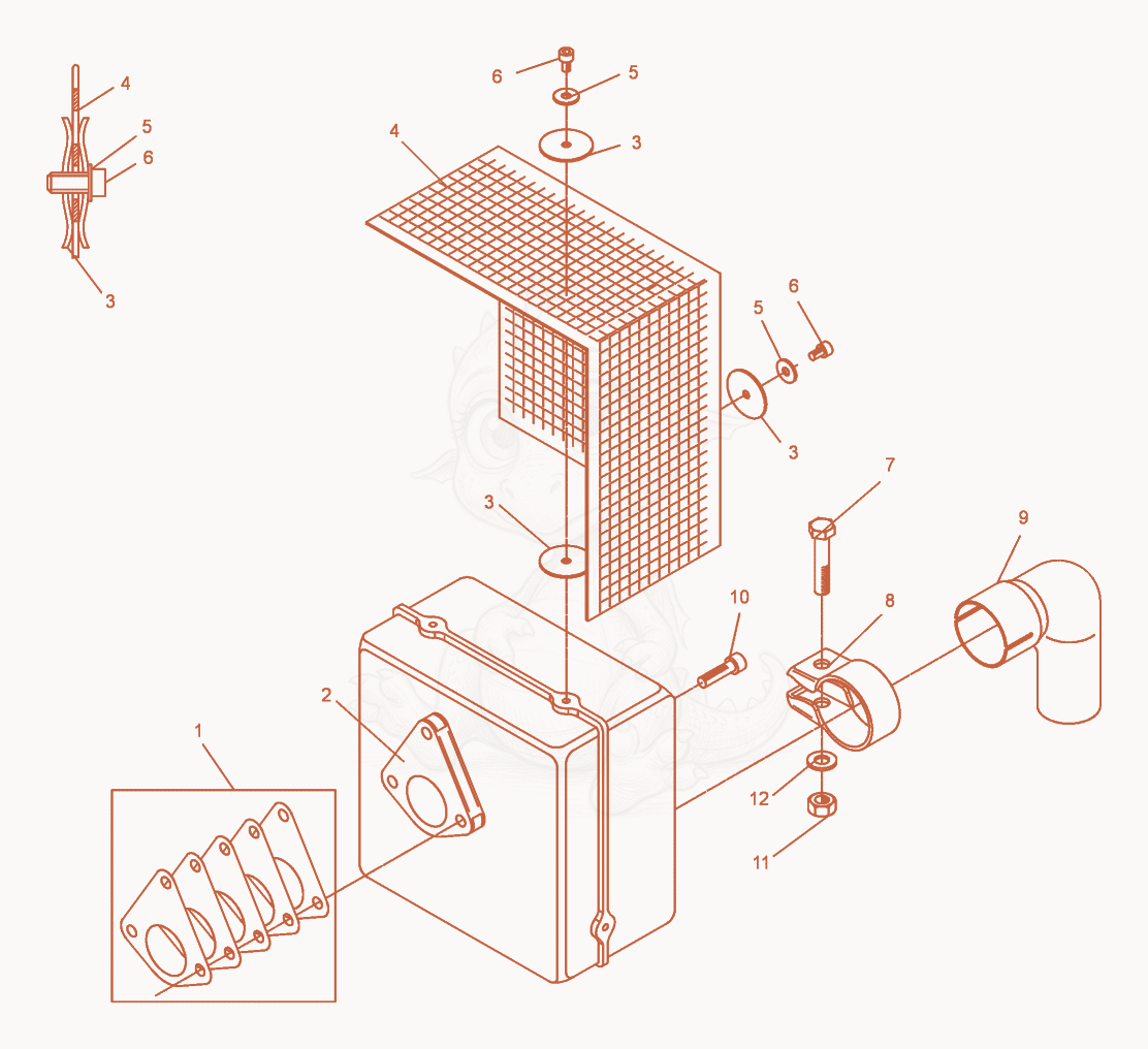 Exploded parts diagram of the Muffler of a Wacker Neuson DPU5045H, with numbered balloons