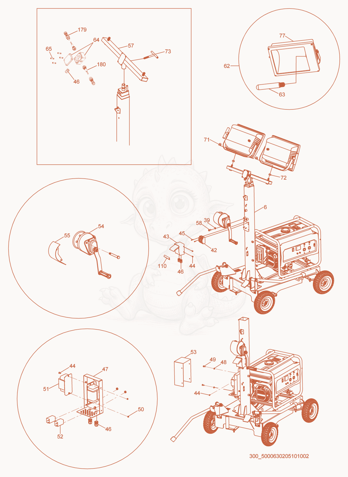 Exploded parts diagram of the Mast cpl. of a Wacker Neuson ML240, with numbered balloons