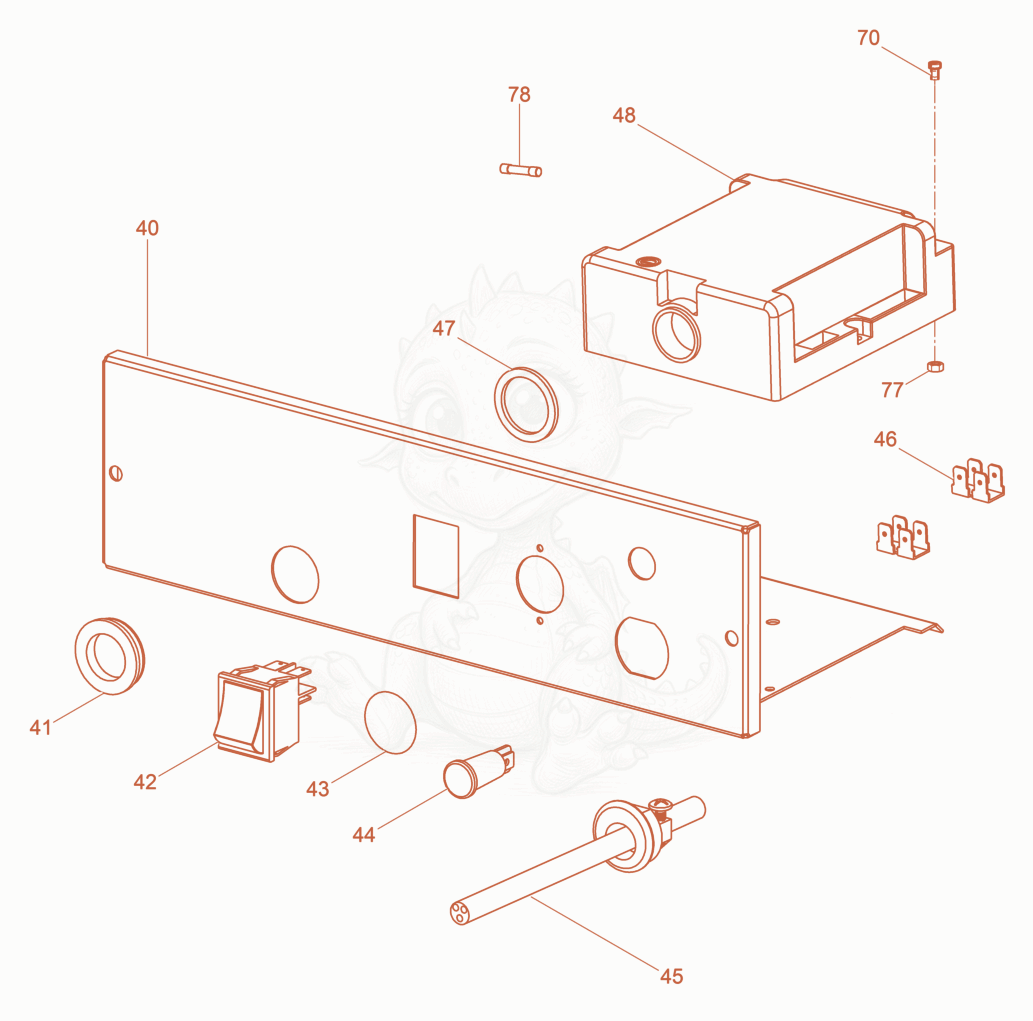 Exploded parts diagram of the Controller housing cpl. of a Wacker Neuson HD49, with numbered balloons