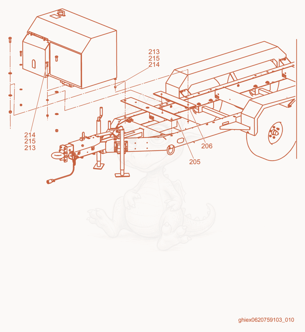 Despiece del Generator Mount cpl. de una máquina Wacker Neuson CUB700GM, con globos numerados