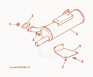 Exploded parts diagram of the Muffler of a Wacker Neuson CRT36-23K-H, with numbered balloons