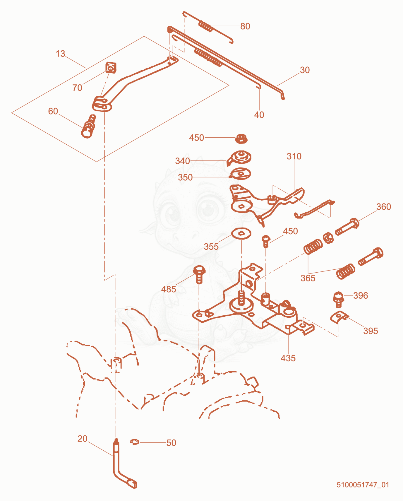 Exploded parts diagram of the Governor Lever of a Wacker Neuson CT36-6, with numbered balloons