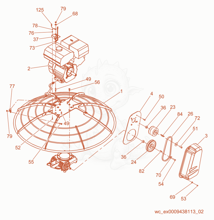 Exploded parts diagram of the Drive cpl. of a Wacker Neuson CT36-5A, with numbered balloons