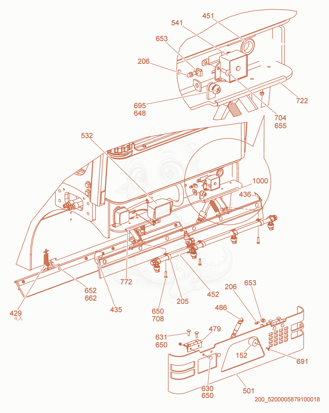 Exploded parts diagram of the Rear Frame Bumper of a Wacker Neuson RD27-120, with numbered balloons