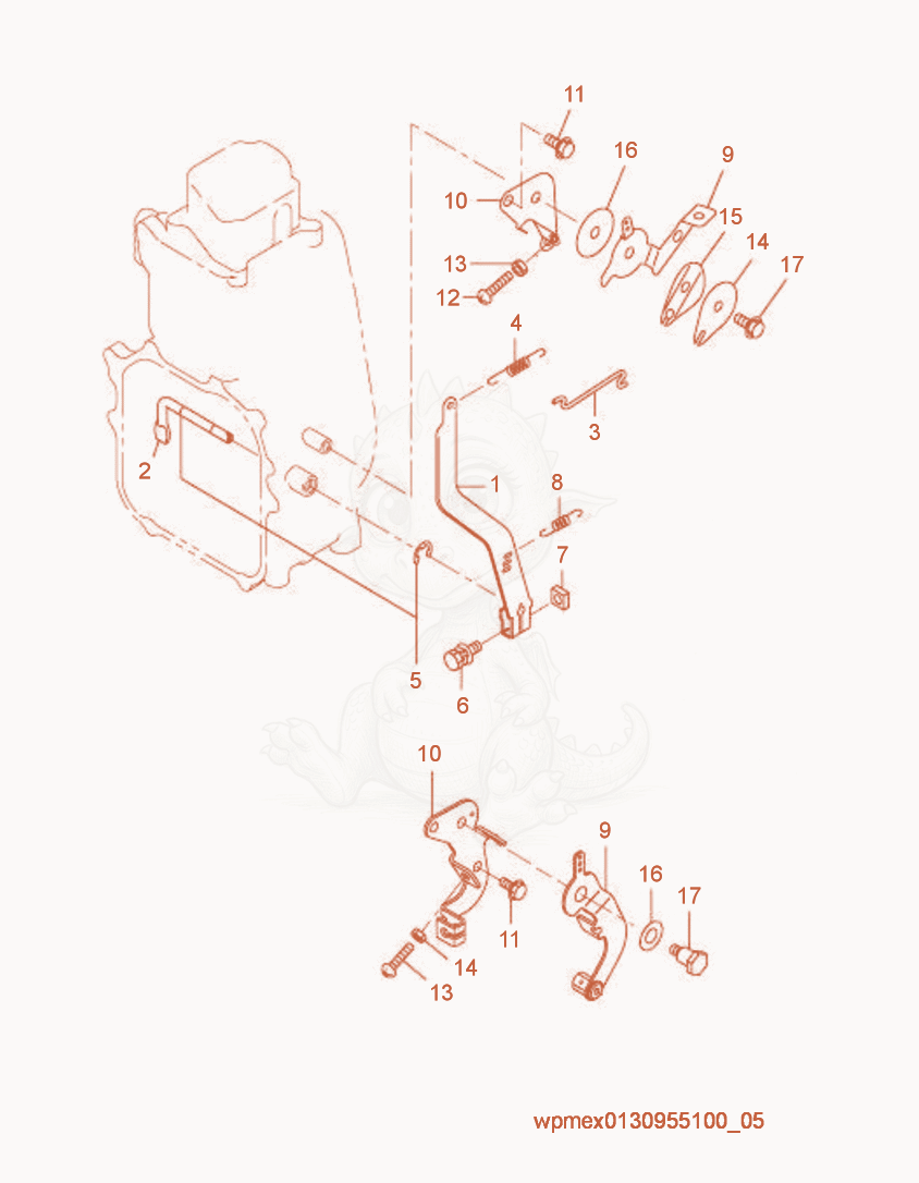 Exploded parts diagram of the Governor of a Wacker Neuson VP1030R, with numbered balloons