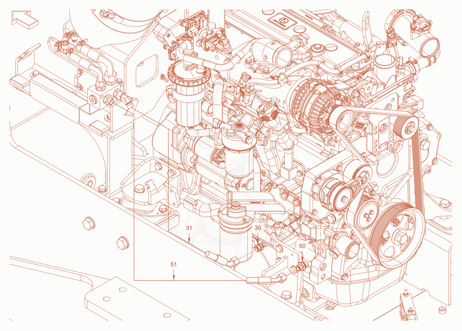 Exploded parts diagram of the exhaust aftertreatment of a Wacker Neuson RC110PCAB, with numbered balloons