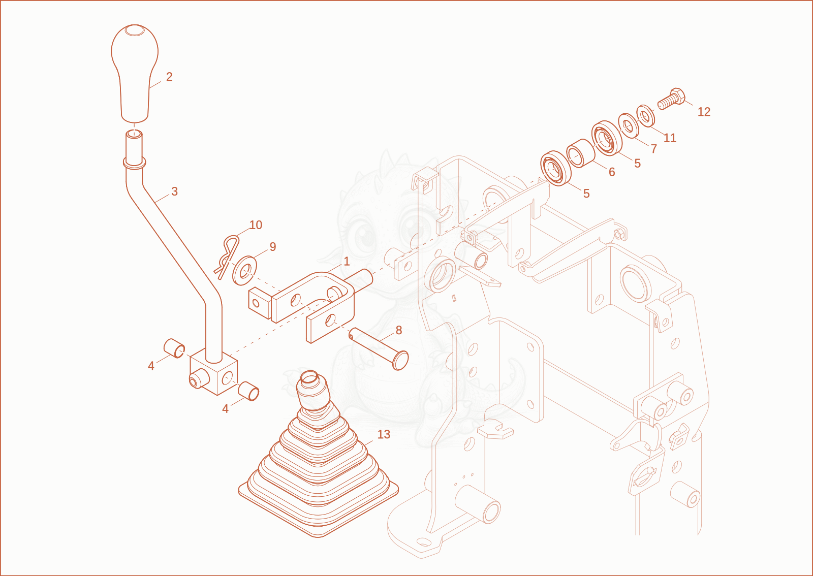 Exploded parts diagram of the Swing/dipper lever SPC of a Wacker Neuson ET08, with numbered balloons
