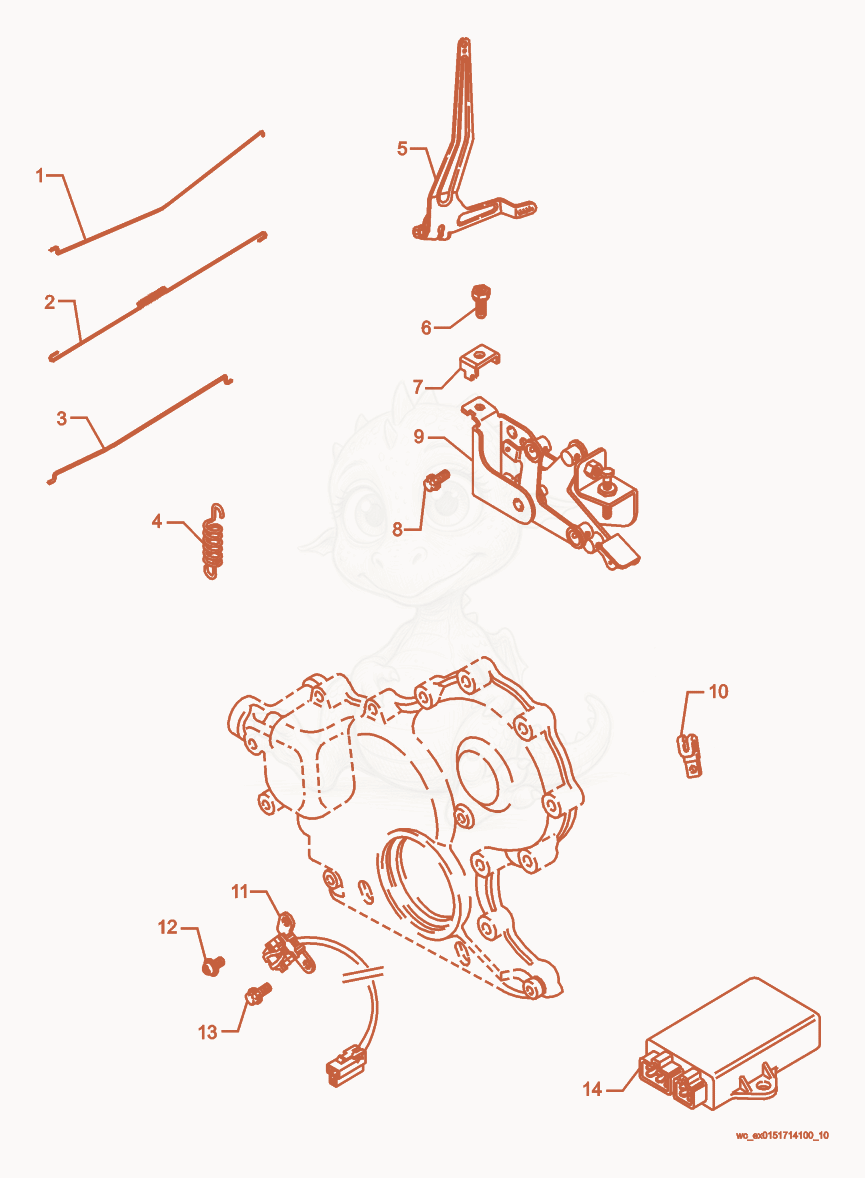 Exploded parts diagram of the Engine Control of a Wacker Neuson CRT48-31V-H, with numbered balloons