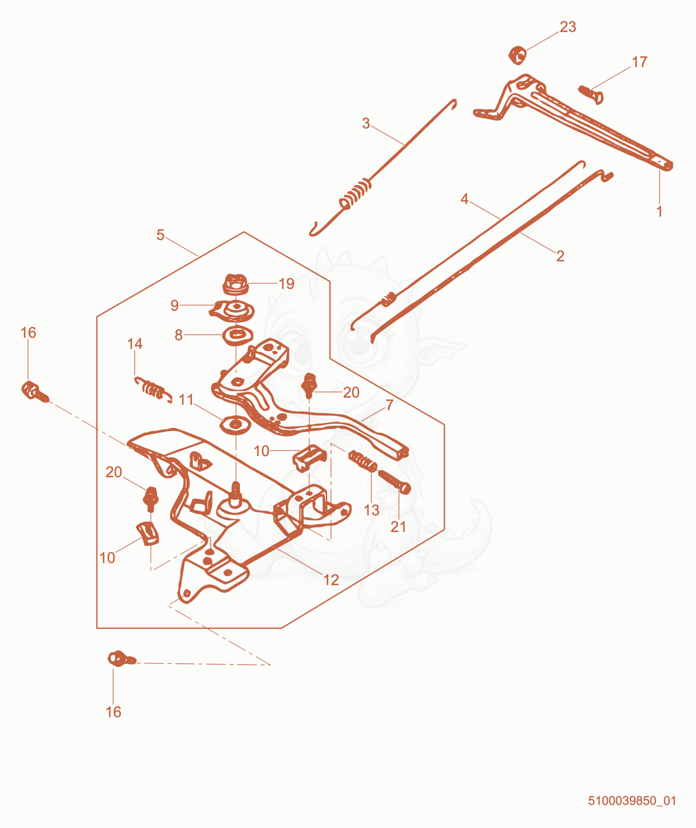 Exploded parts diagram of the Governor Control of a Wacker Neuson PT4A, with numbered balloons