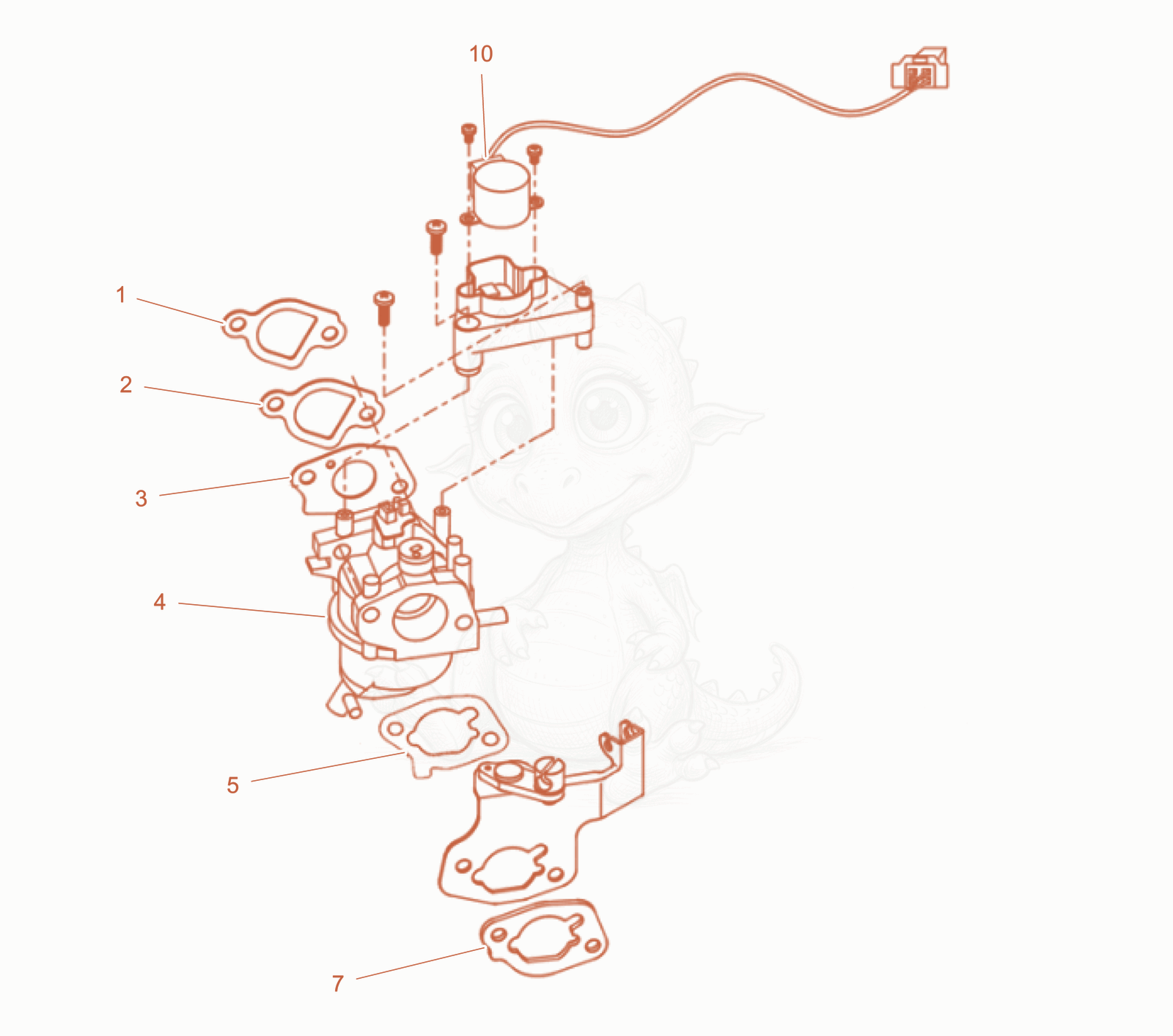 Exploded parts diagram of the Carburetor cpl. of a Wacker Neuson GS3500GICN, with numbered balloons