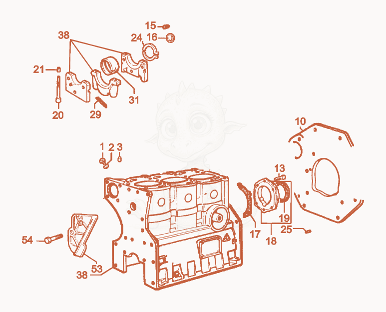 Exploded parts diagram of the Crankcase cpl. of a Wacker Neuson RT82-SC2EU, with numbered balloons