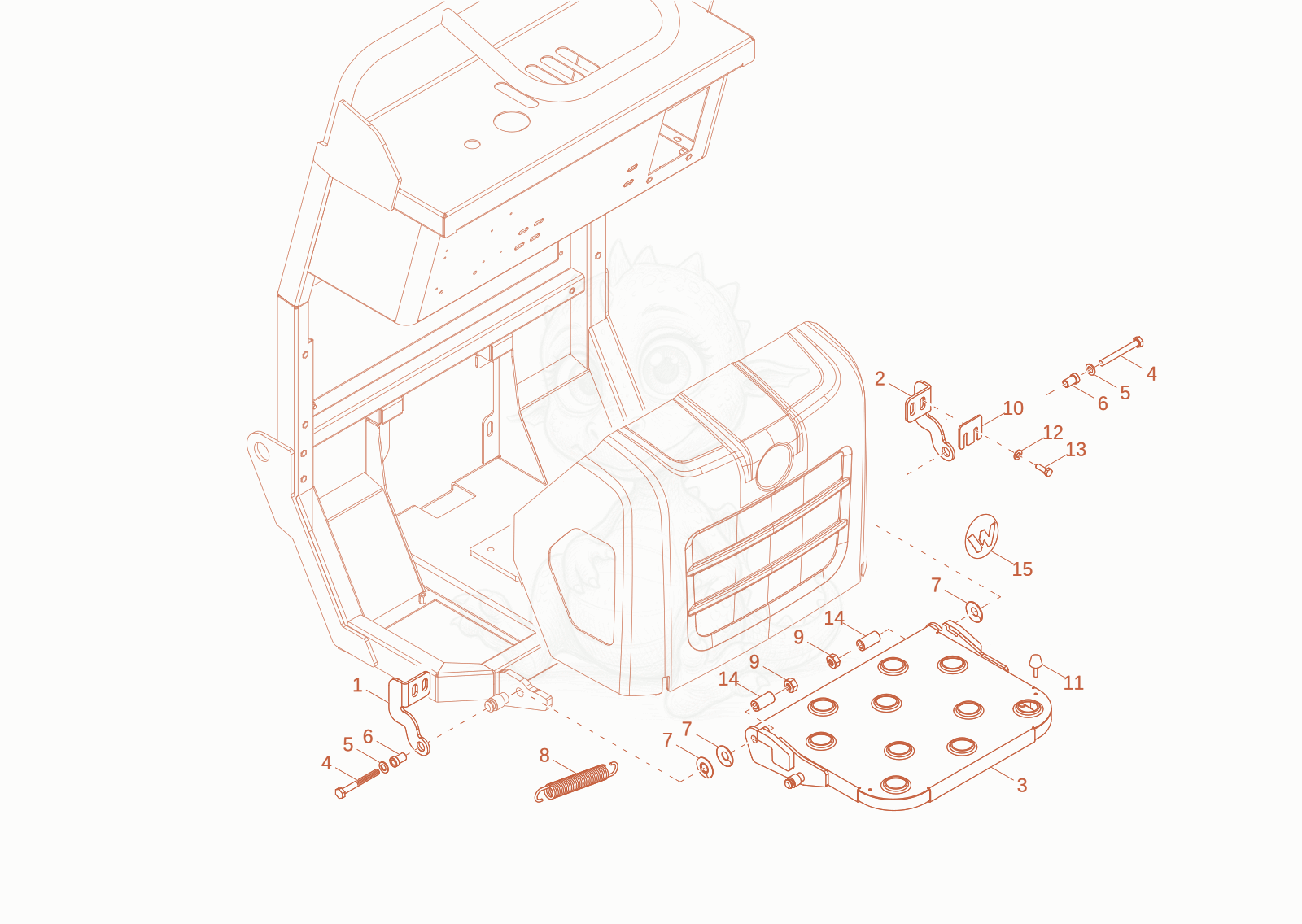 Exploded parts diagram of the STEP PLATE of a Wacker Neuson DT05E, with numbered balloons