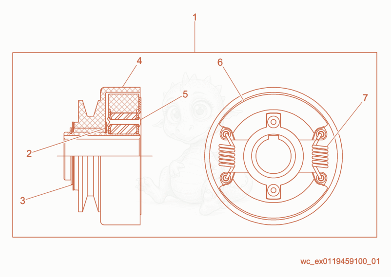 Exploded parts diagram of the Clutch cpl. of a Wacker Neuson CT36-400E, with numbered balloons